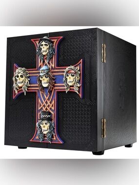 Decorative Skull Cross Wall Art - Black with Red & Blue Accents
